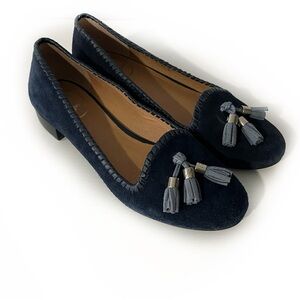 Jack Rogers Grace Navy Suede Tassel Loafers Sz 9